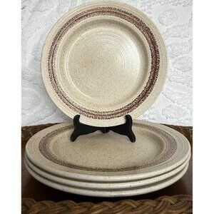 Churchill 4 Dinner Plates 10 1/4” Homespun Cottage Stonecast Brown Speckled VGUC